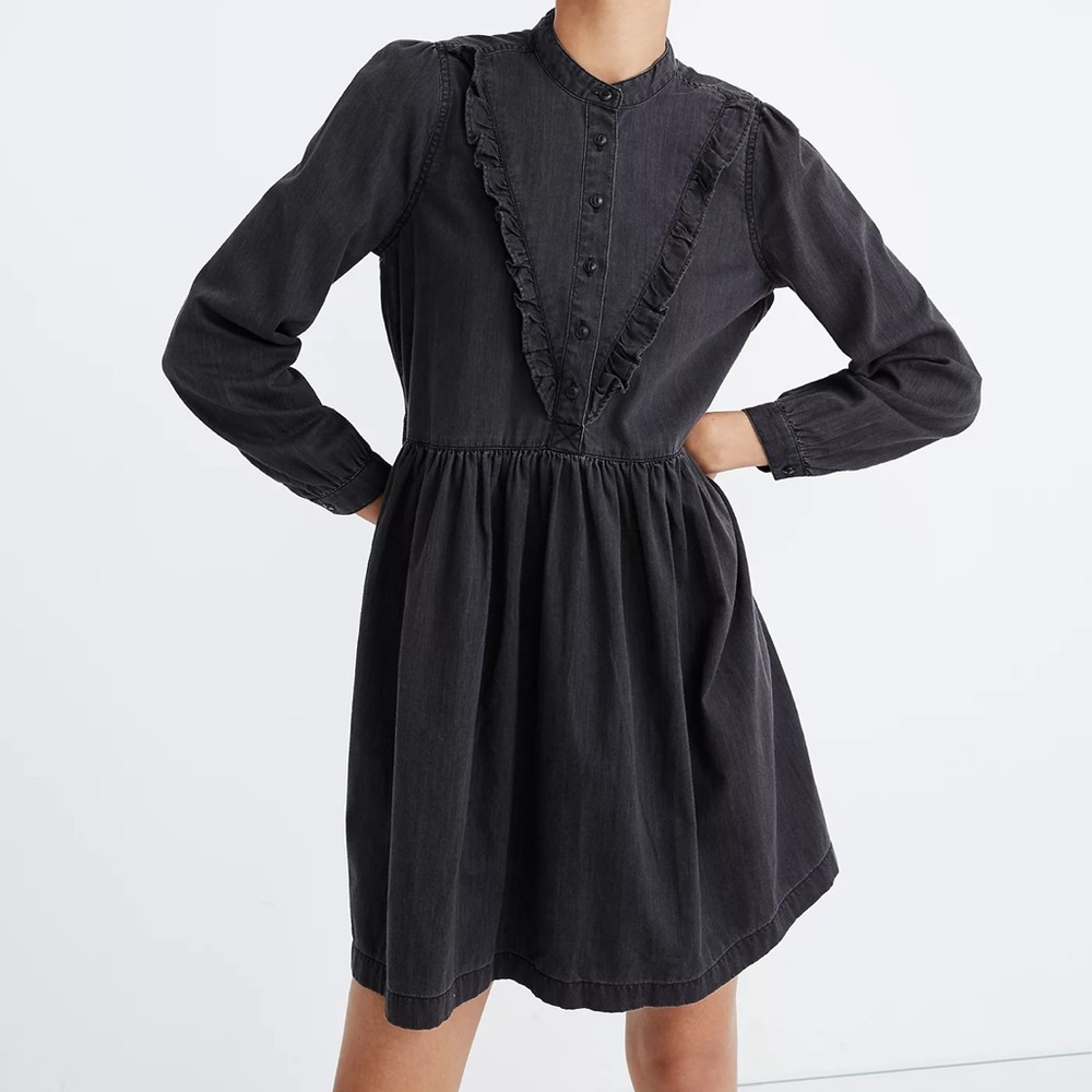 NWOT Madewell Denim Ruffle-Yoke Babydoll Dress; Size M